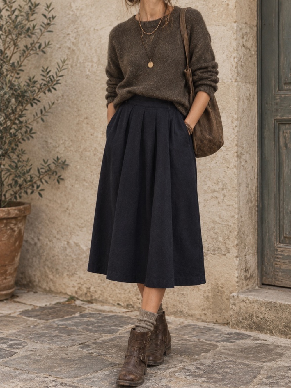 TOAST London UK Linen Pleated Full A-Line Midi Skirt \\ 12